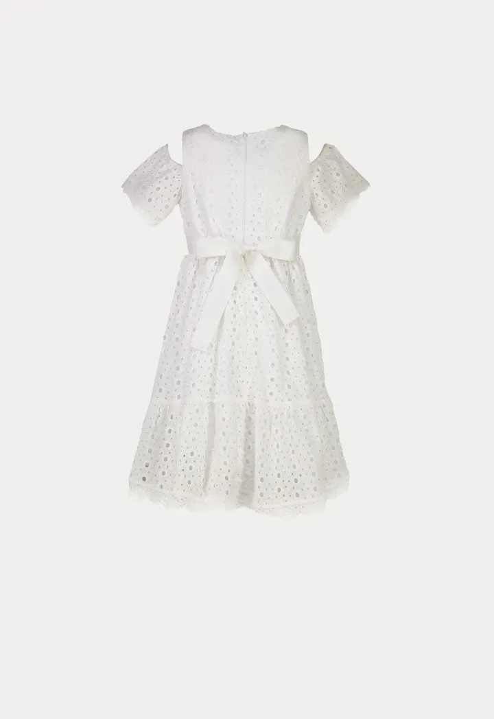 Amime Eyelet Embroidered Cold Shoulder Dress