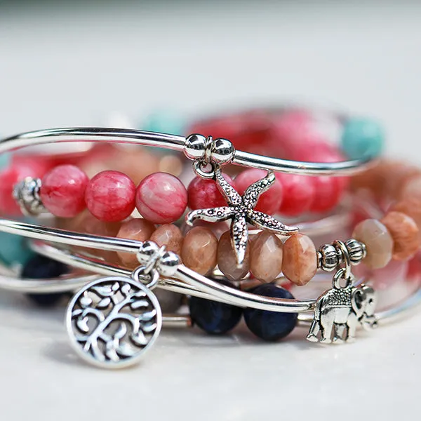 Anchor | Soft Bangle Charm Bracelet | Onyx