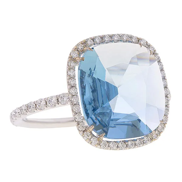 Aquamarine & Diamond Ring