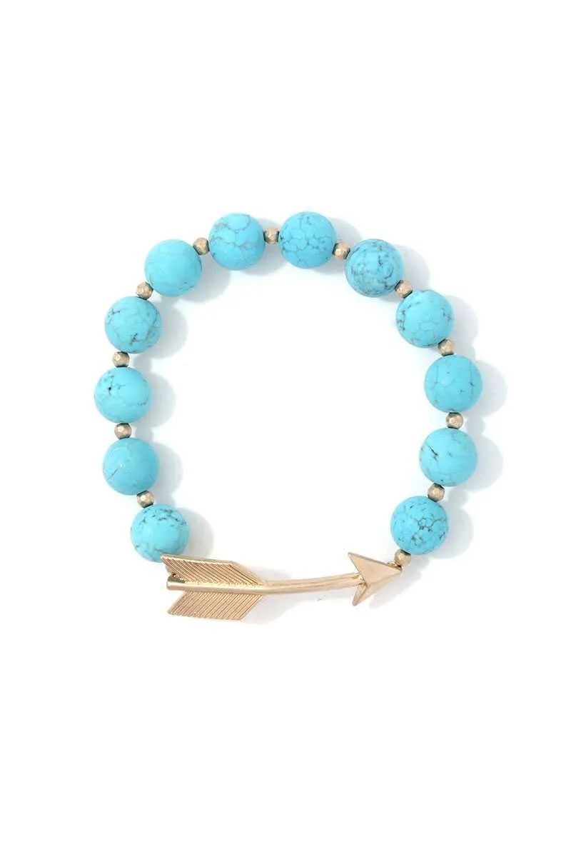 Arrow Charm Beaded Stretch Bracelet