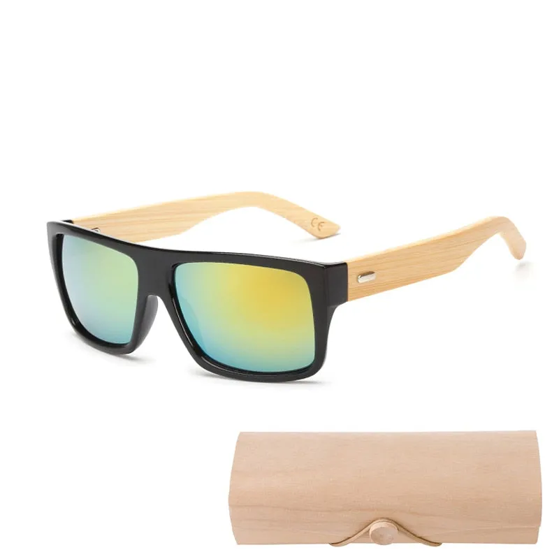 Bamboo Sunglasses Men Women Mirrored UV400 Sun Glasses