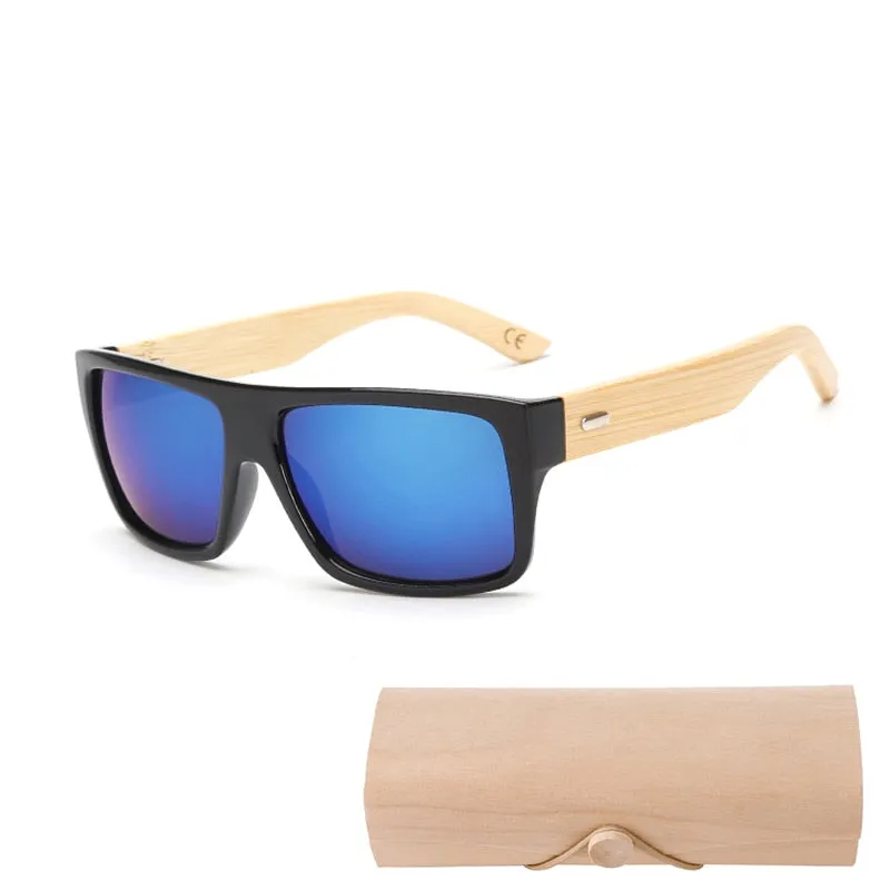 Bamboo Sunglasses Men Women Mirrored UV400 Sun Glasses