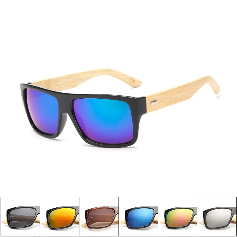 Bamboo Sunglasses Men Women Mirrored UV400 Sun Glasses