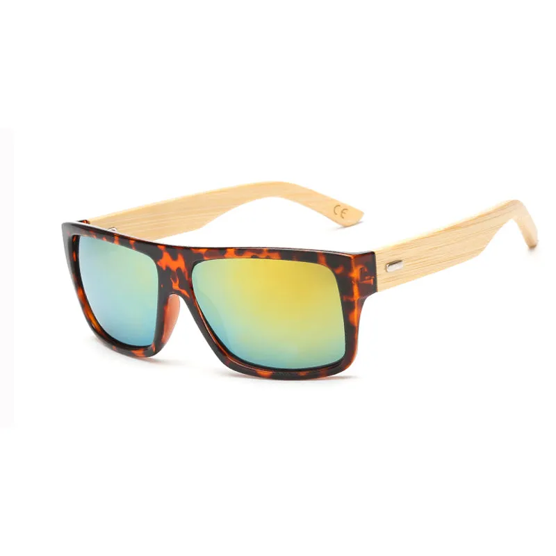 Bamboo Sunglasses Men Women Mirrored UV400 Sun Glasses