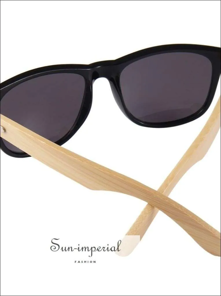 Bamboo Sunglasses Unisex Travel Sunglasses Vintage Wooden Leg Fashion Eyeglasses - Gold Frame Yellow