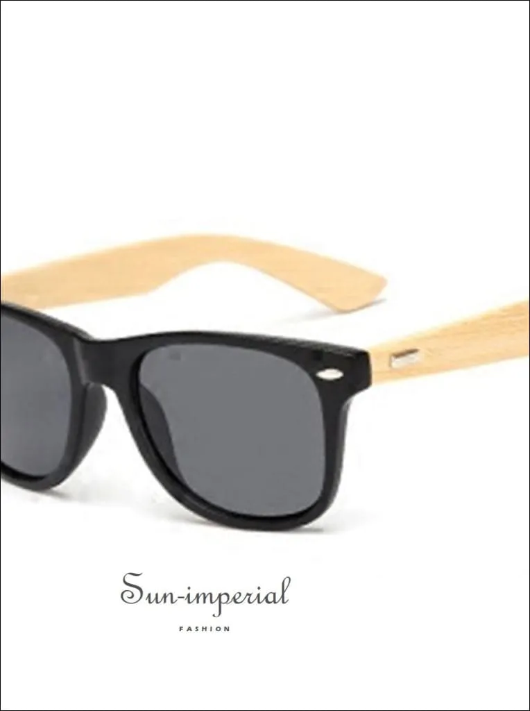 Bamboo Sunglasses Unisex Travel Sunglasses Vintage Wooden Leg Fashion Eyeglasses - Gold Frame Yellow