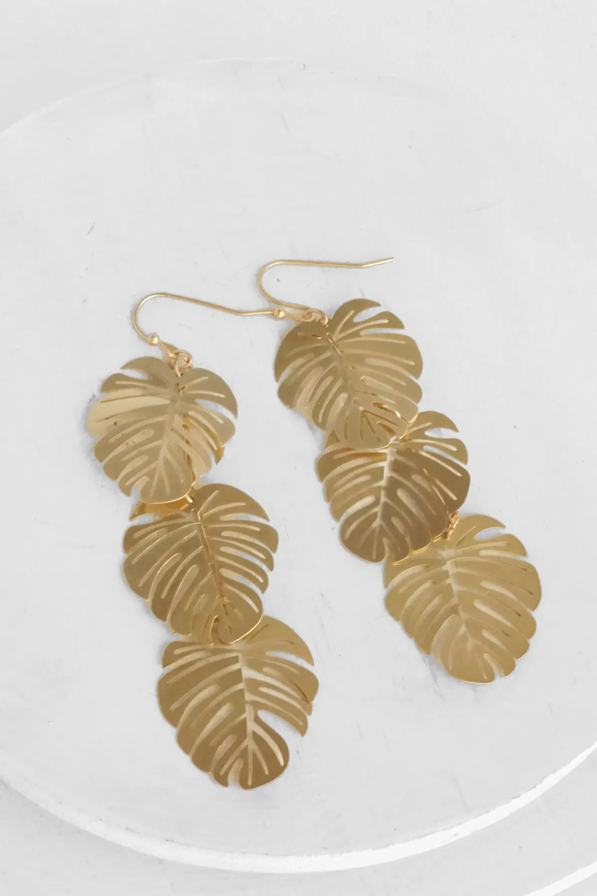 Banana Leaf Drop earrings in gold