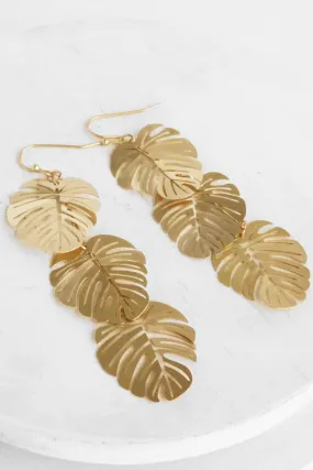 Banana Leaf Drop earrings in gold