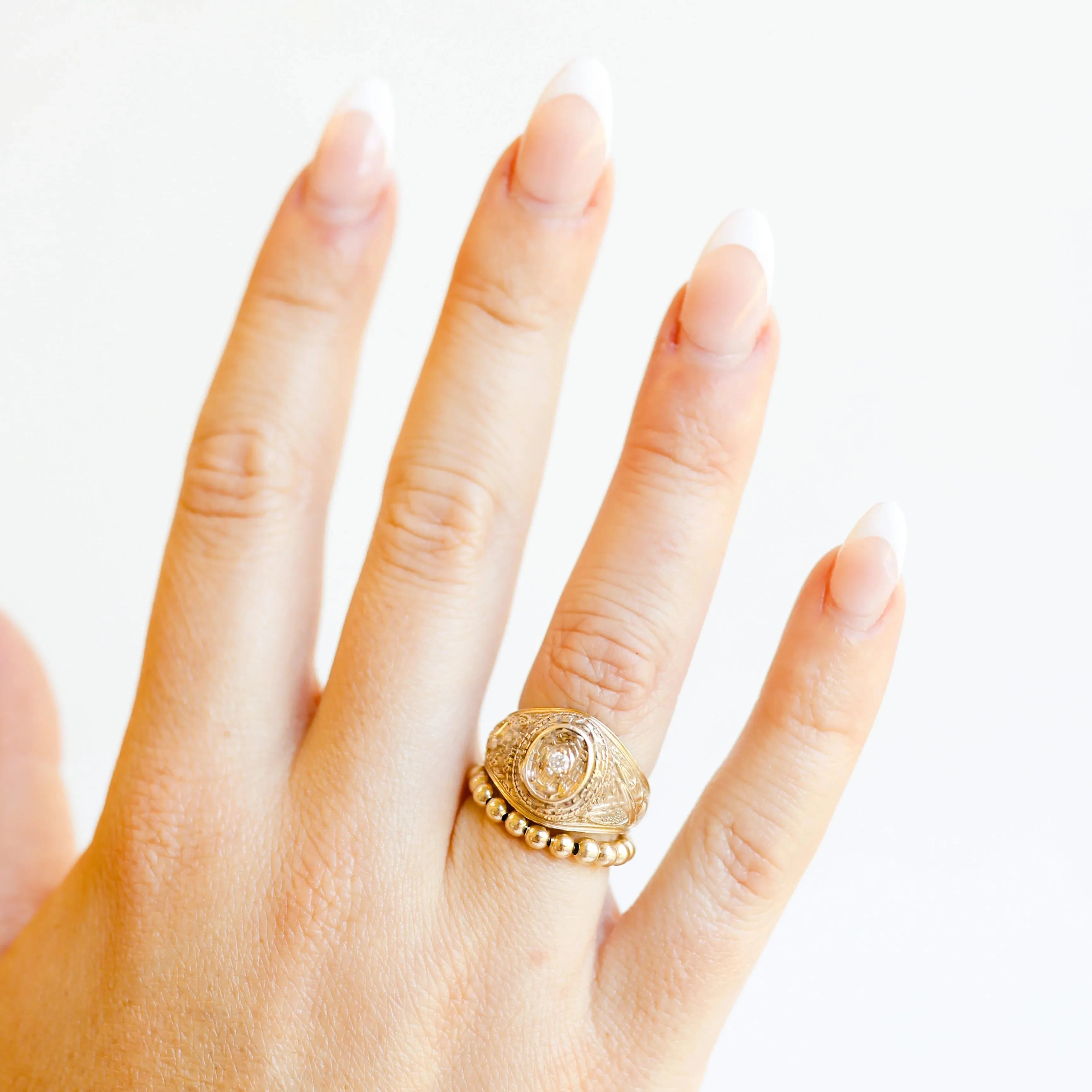 Beaded Blondes | Lauren 3MM Beaded Band Ring in Gold