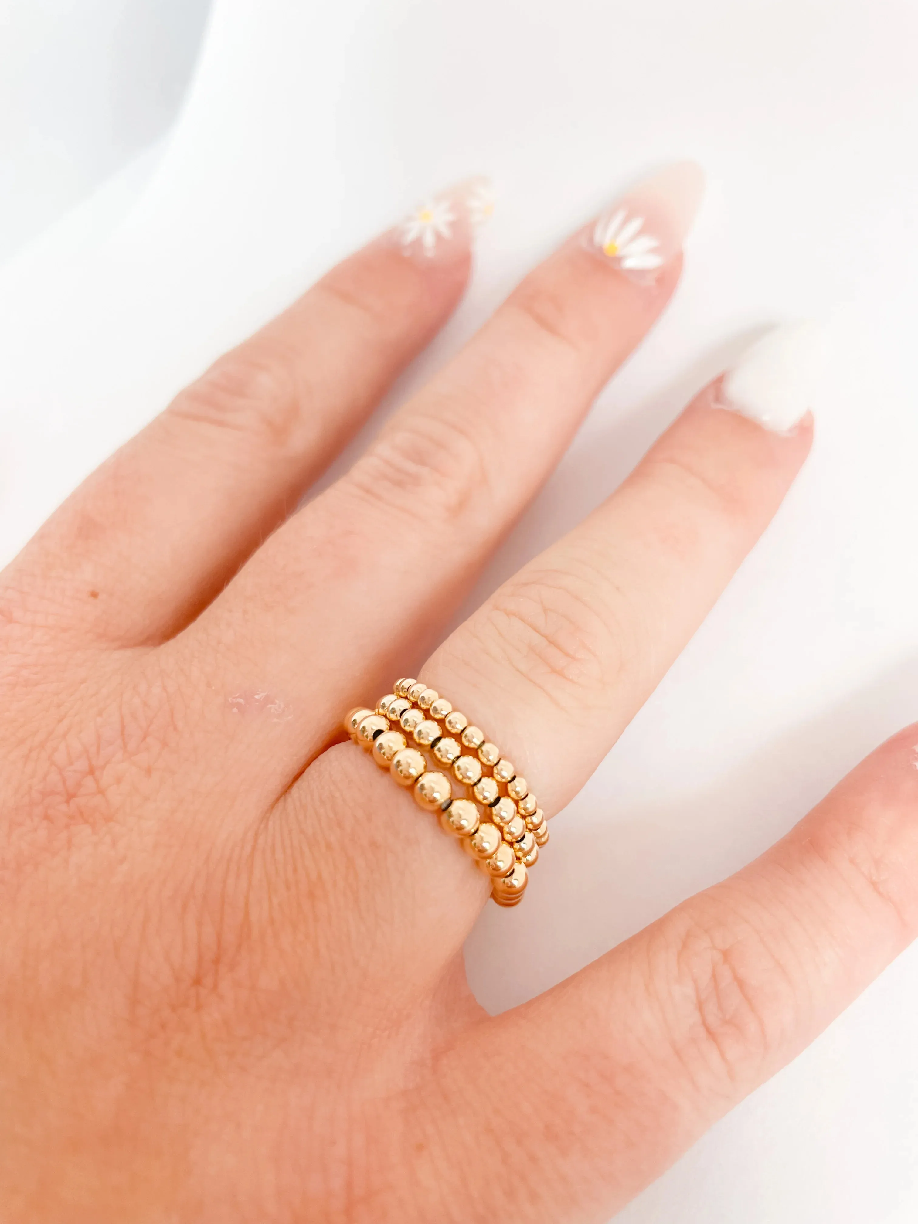 Beaded Blondes | Lauren 3MM Beaded Band Ring in Gold