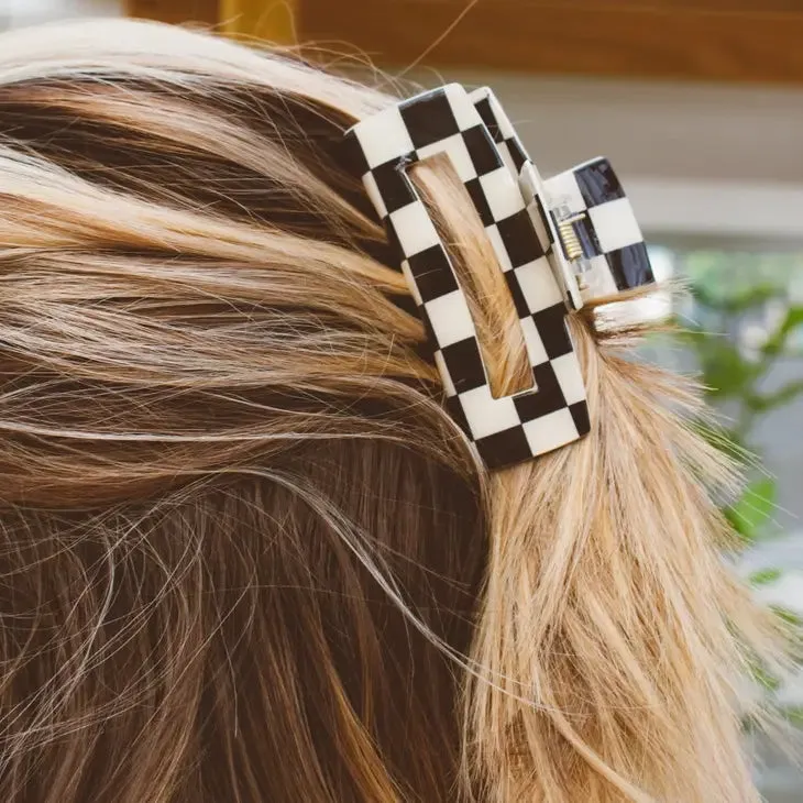 Black & White Checkered Claw Clip