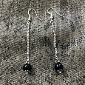 Black Onyx Long Dangle Earrings