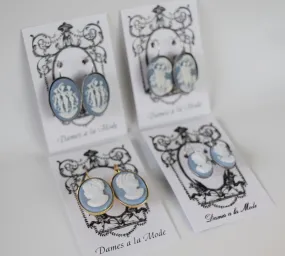 Blue and White Cameo Earrings