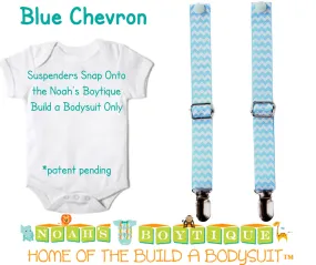 Blue Chevron Noah's Boytique Bodysuit Suspenders Newborn Toddler Boy