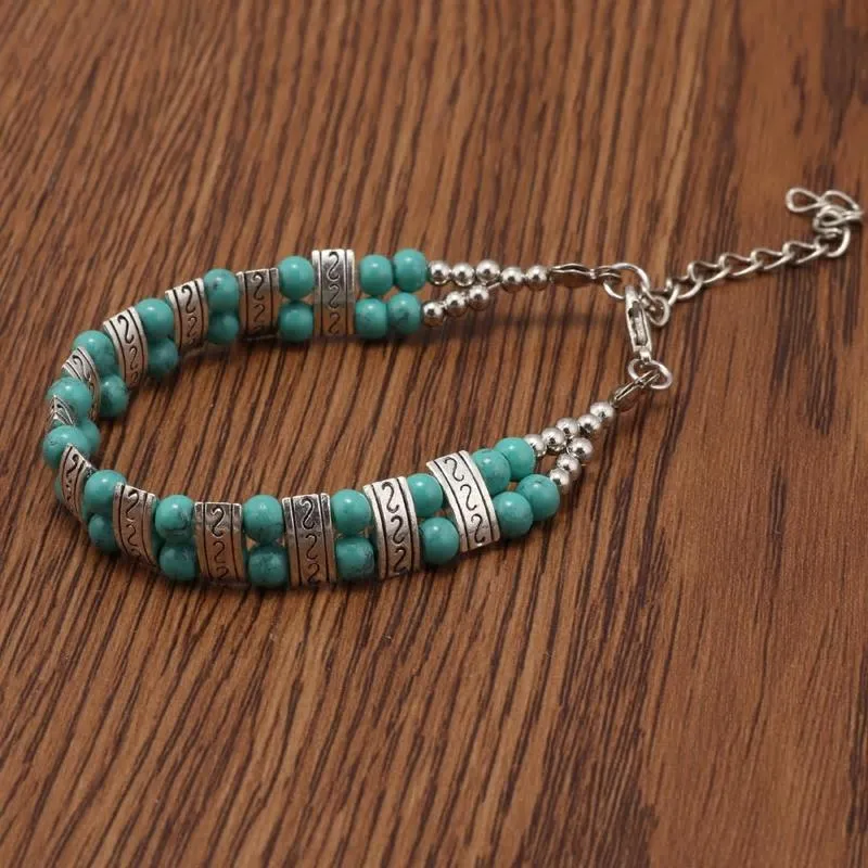 Bohemian Tibetan Turquoise Styled Bangle Bracelet