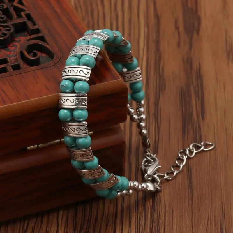 Bohemian Tibetan Turquoise Styled Bangle Bracelet