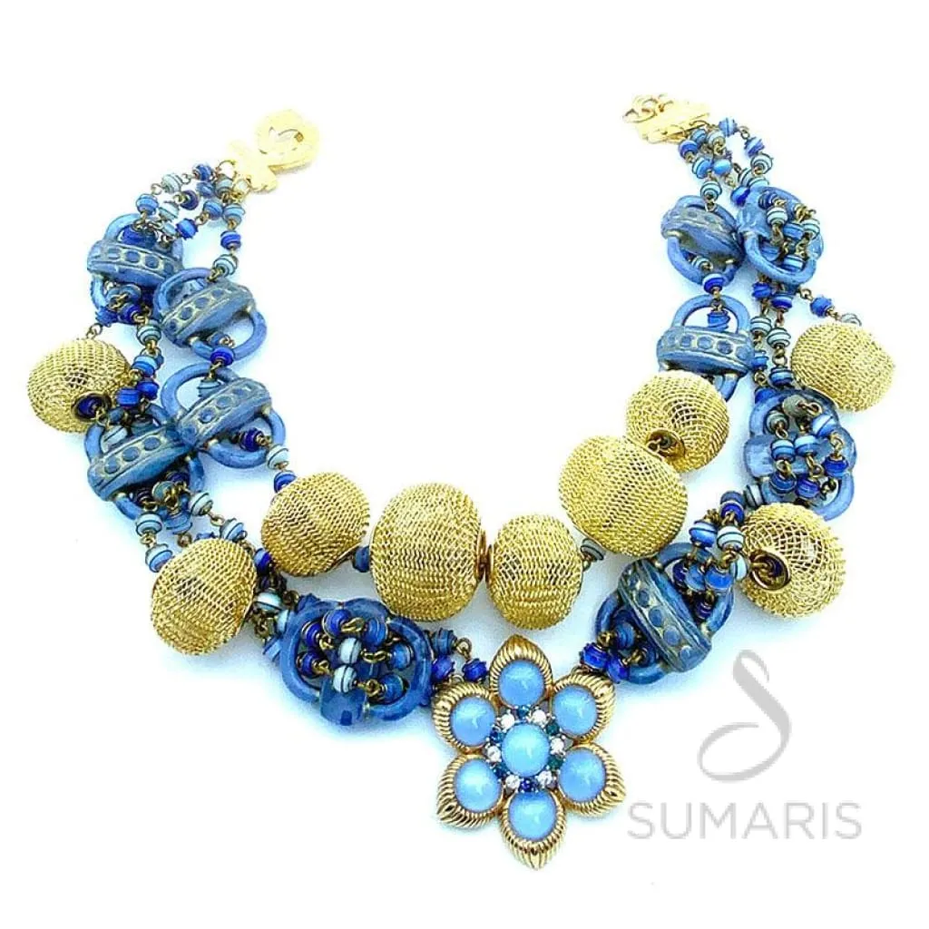 BOUCHER BLUE OOAK STATEMENT NECKLACE