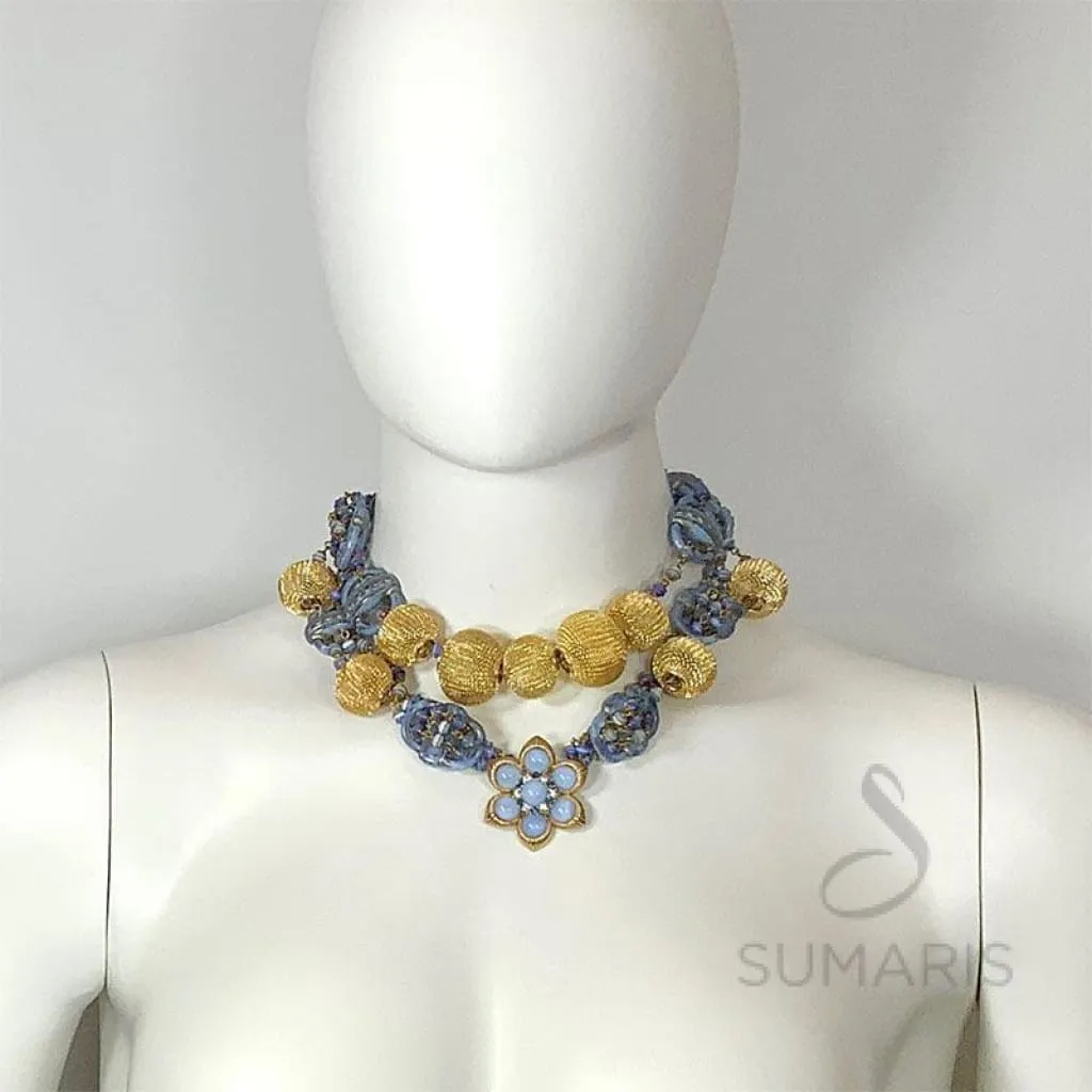 BOUCHER BLUE OOAK STATEMENT NECKLACE