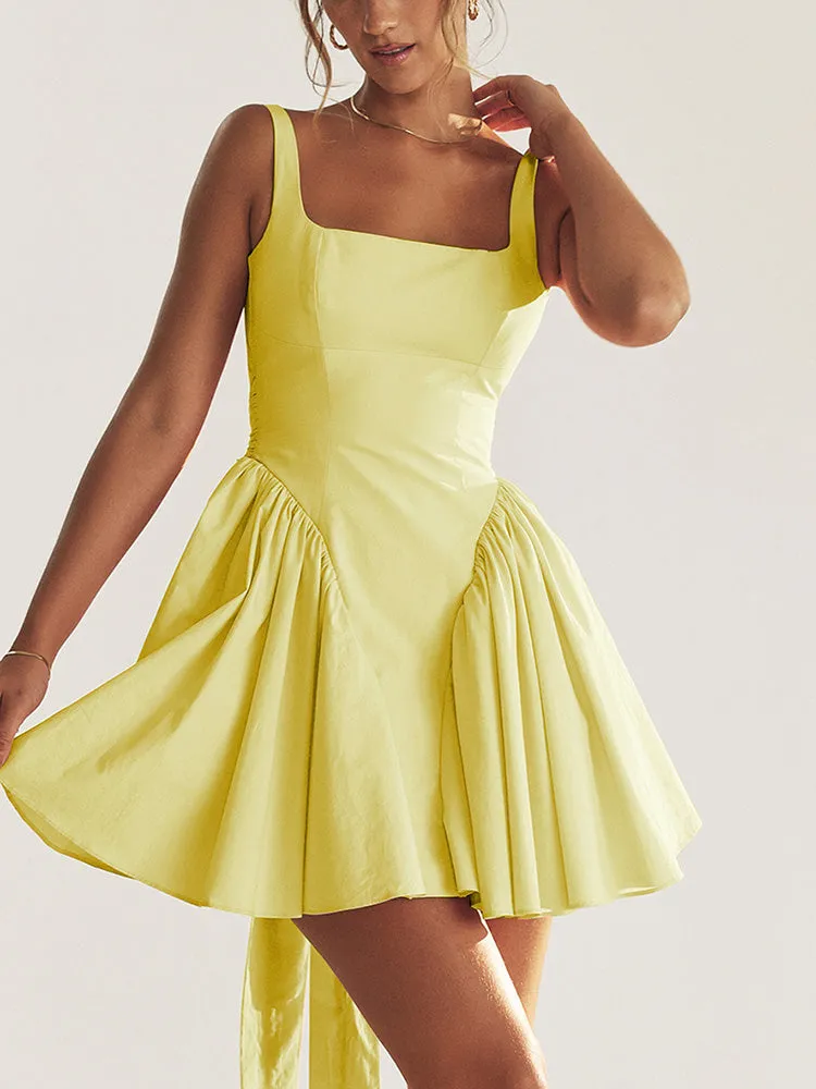 Elegant Backless Bow Tie A-Line Dress