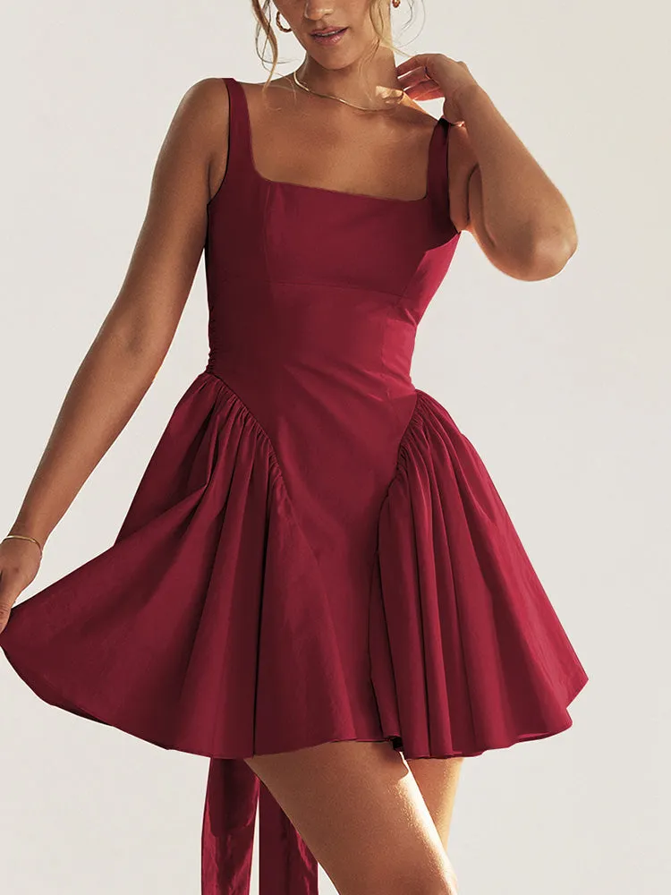 Elegant Backless Bow Tie A-Line Dress