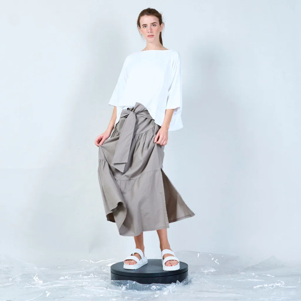 Bow-tied linen midi skirt wholesale