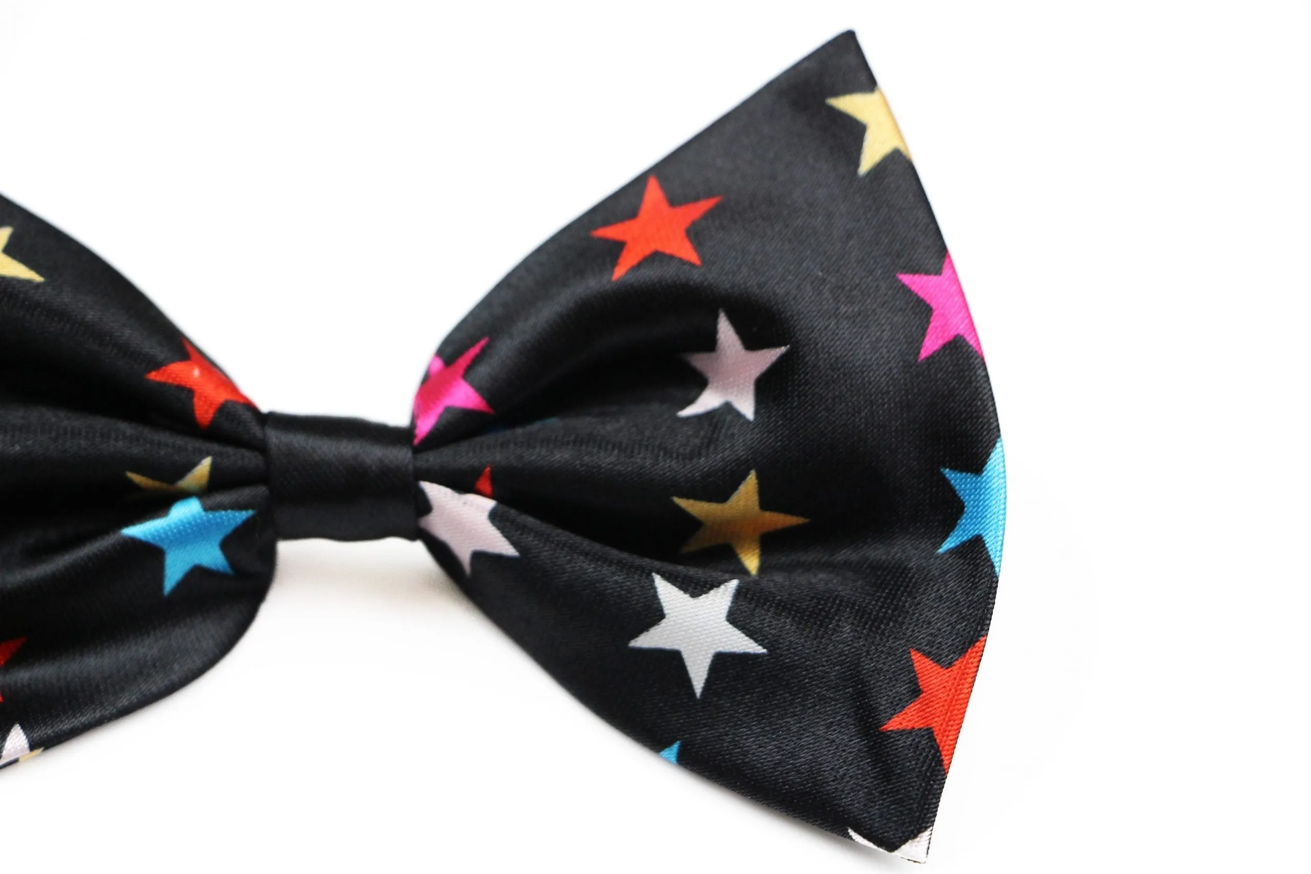 Boys Black With Multicoloured Stars Patterned Bow Tie