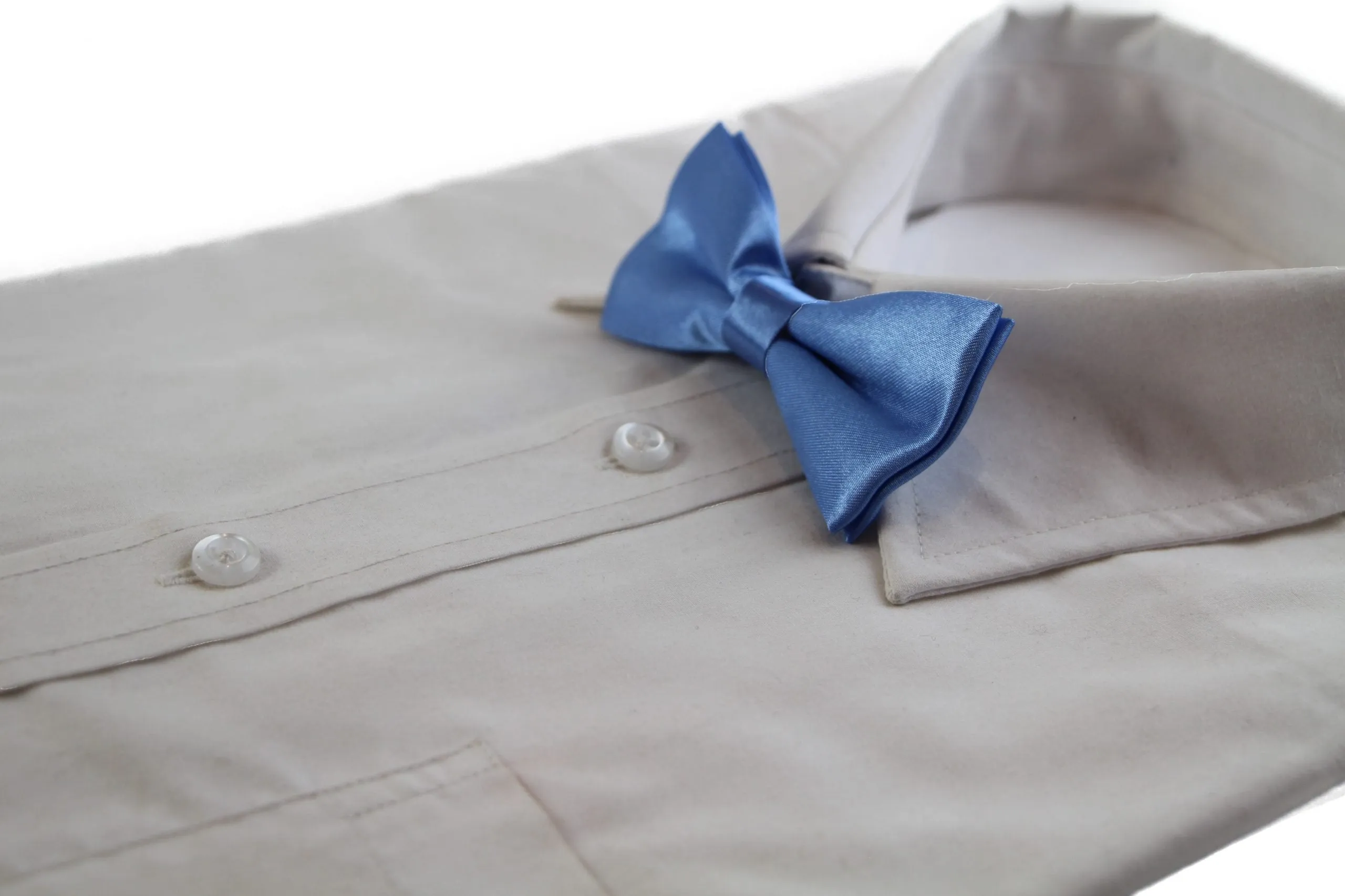 Boys Cornflower Blue Plain Bow Tie