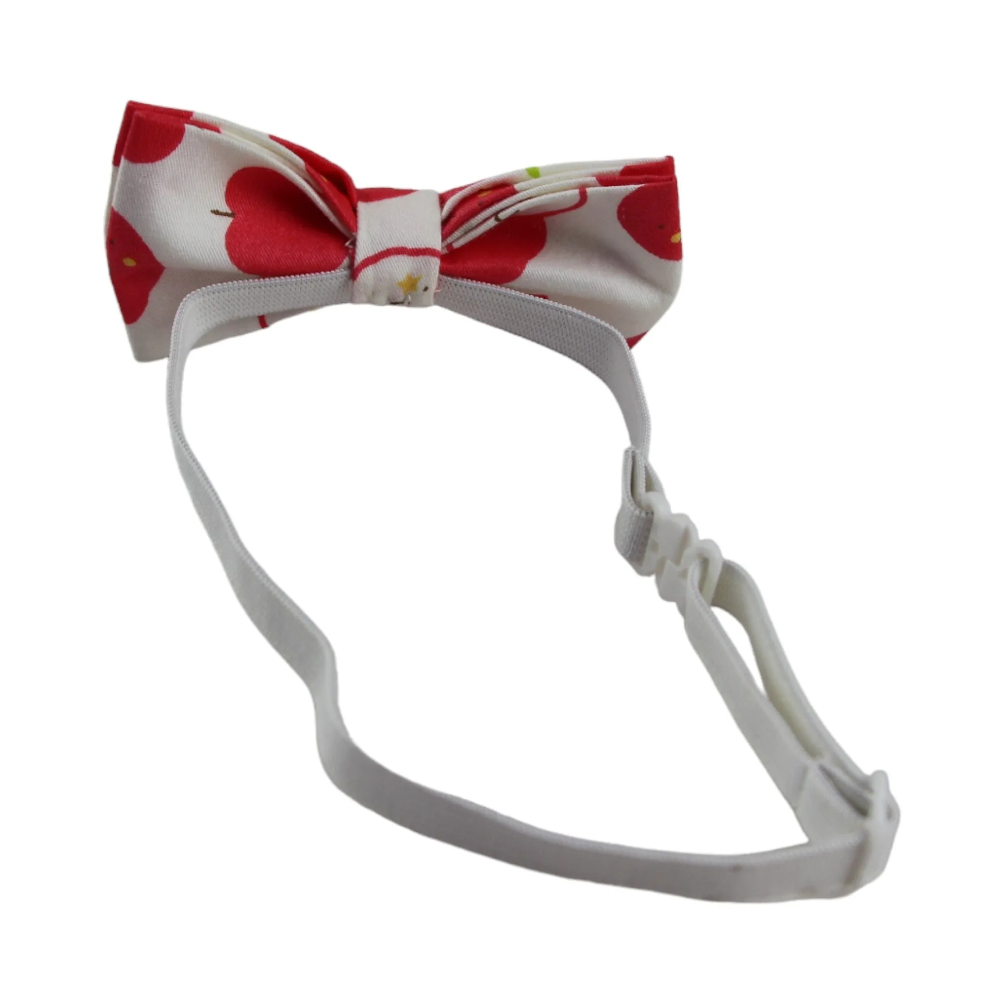 Boys White Red Apple Fruit Patterned Bow Tie