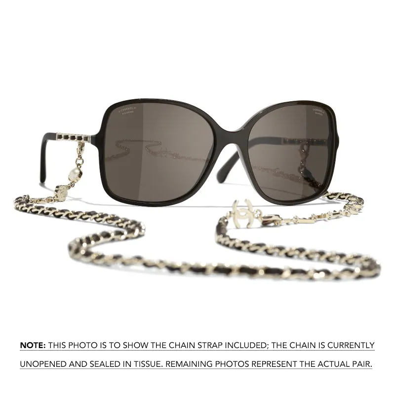 Brown Charming Chain Square Sunglasses