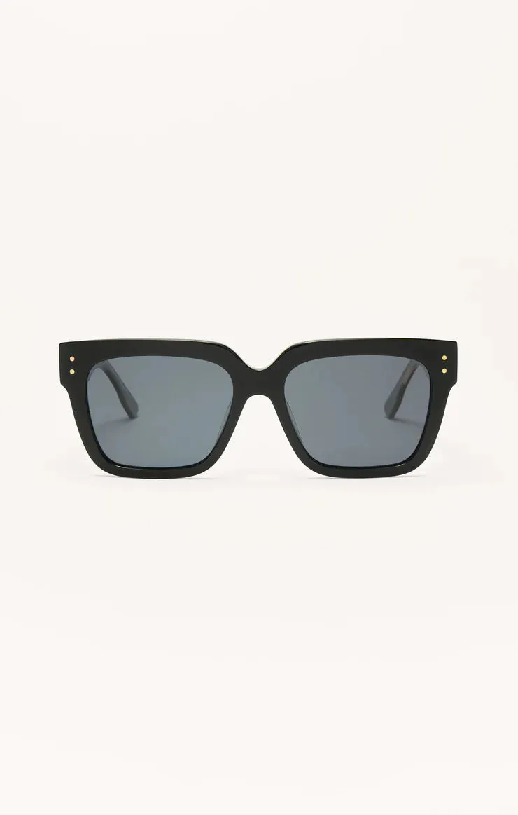 Brunch Time Sunglasses in Polished Black-Grey