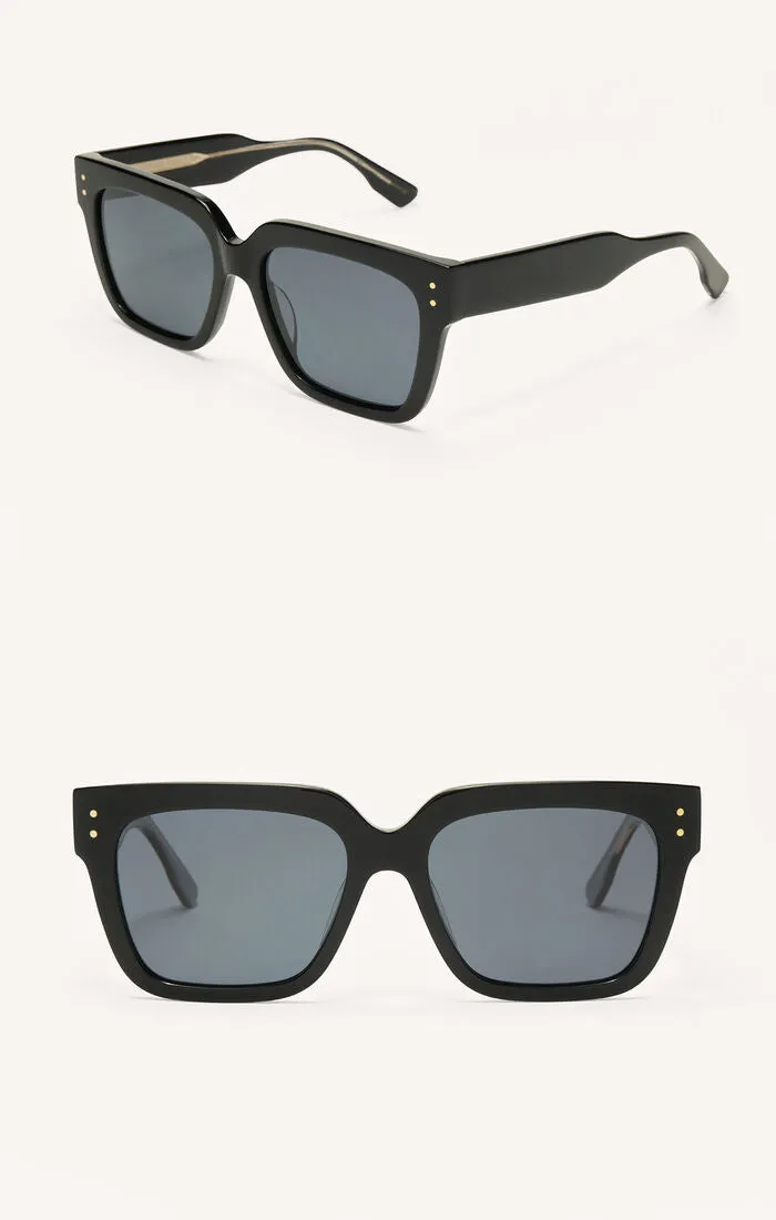 Brunch Time Sunglasses in Polished Black-Grey