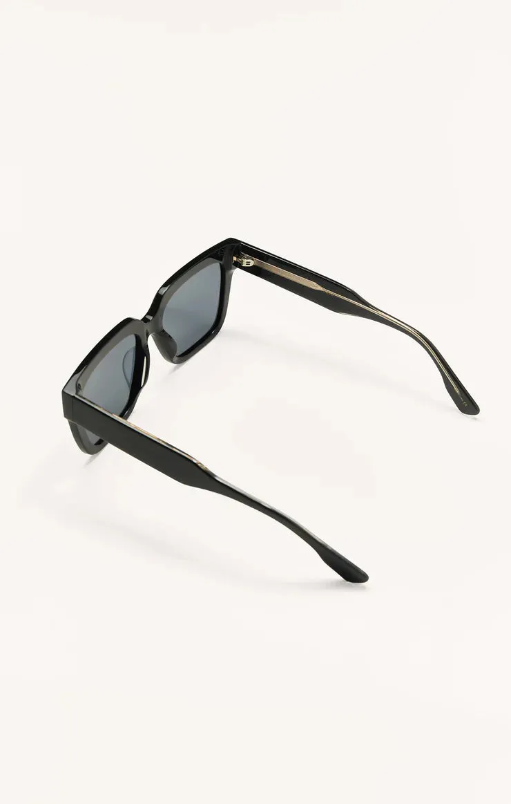 Brunch Time Sunglasses in Polished Black-Grey