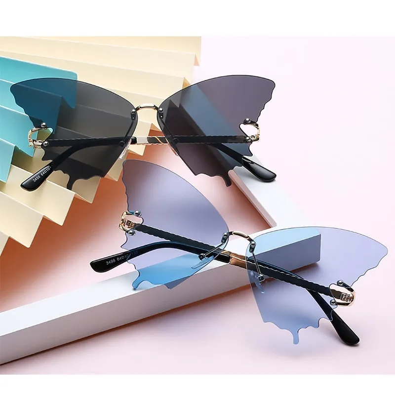 Butterfly Shaped Sunglasses In 5 Different Colors You Choose Pink Blue Green Black Or Purple Gradient Lenses Too UV Protection For Outddor Festivals And Concerts