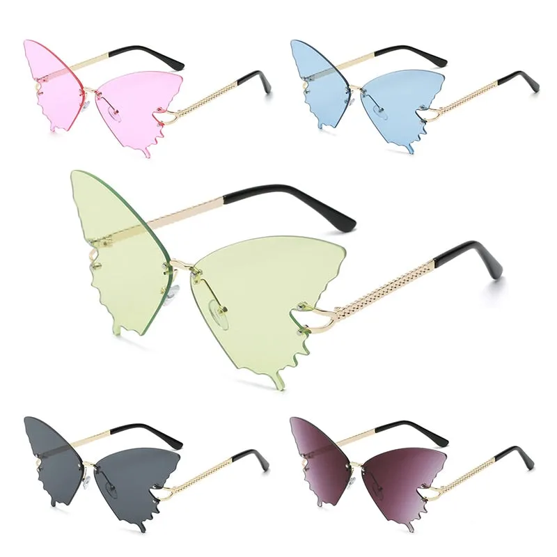 Butterfly Shaped Sunglasses In 5 Different Colors You Choose Pink Blue Green Black Or Purple Gradient Lenses Too UV Protection For Outddor Festivals And Concerts