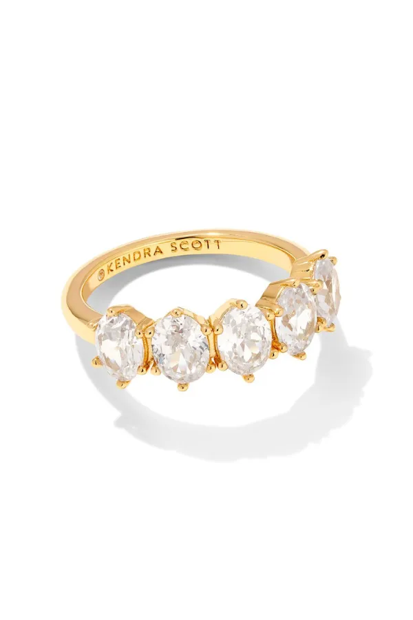 Cailin Crystal Band Ring - Gold/CZ - Size 8 | Kendra Scott