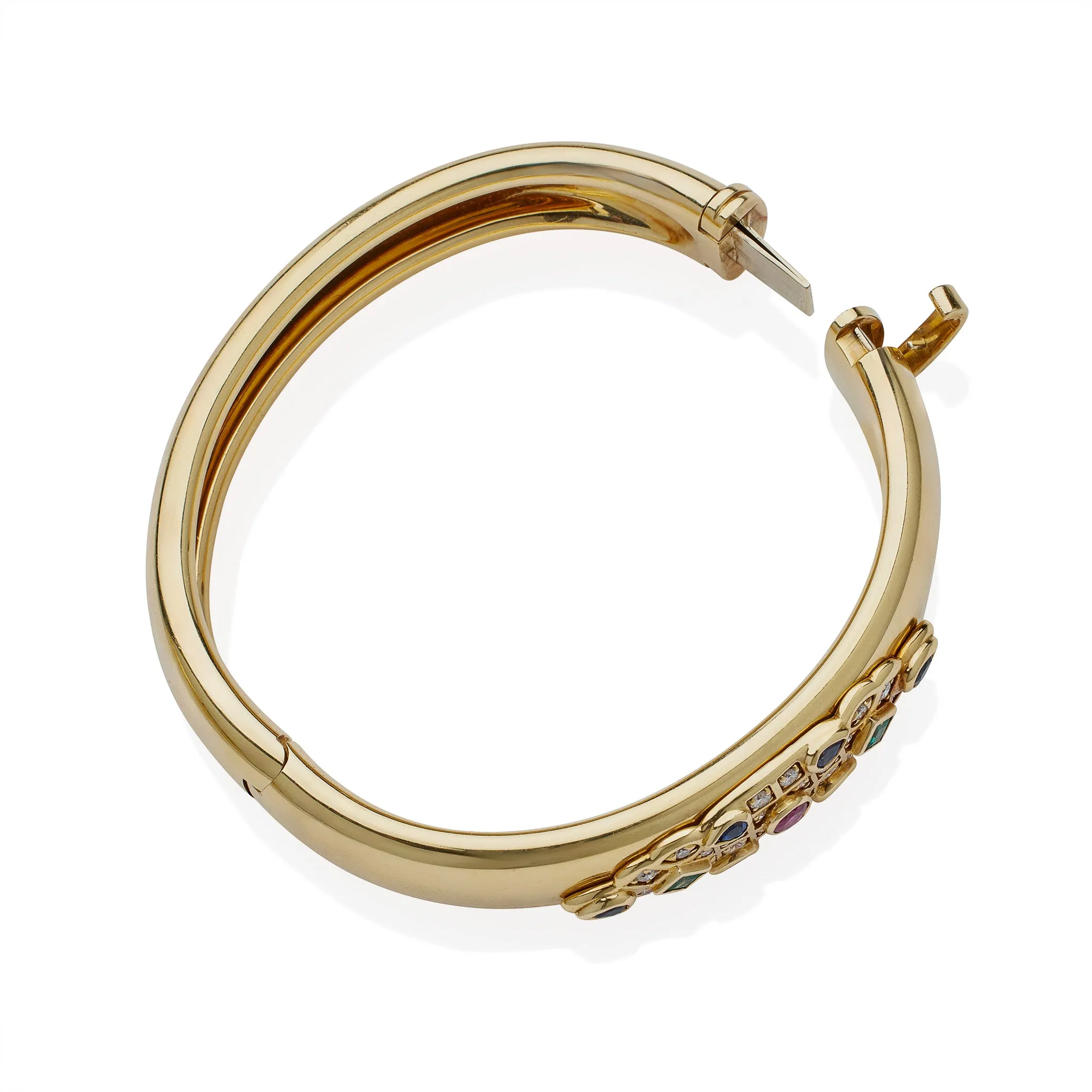 Cartier Gem-set and Diamond 18K Gold "Byzantine" Bangle Bracelet