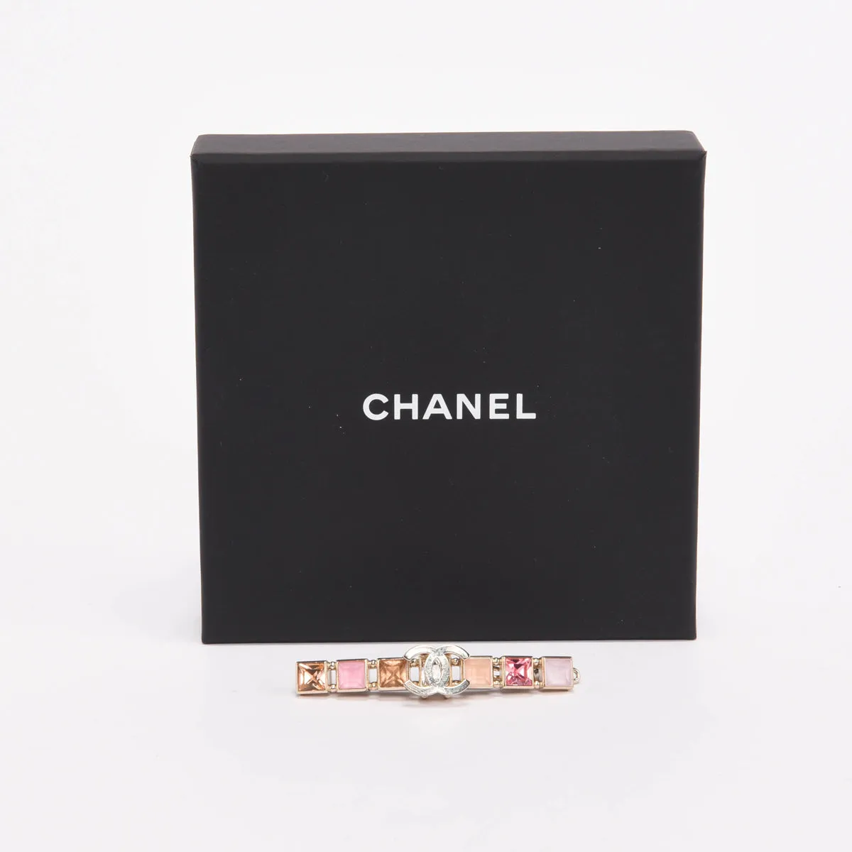 Chanel Gold & Pink Crystal CC Hair Clip