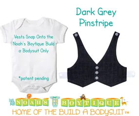 Charcoal Pinstripe Baby Vest - Baby Tuxedo Vest - Baby Boy Wedding Vest - Baby Boy Birthday Vest - Baby Vest Bodysuit