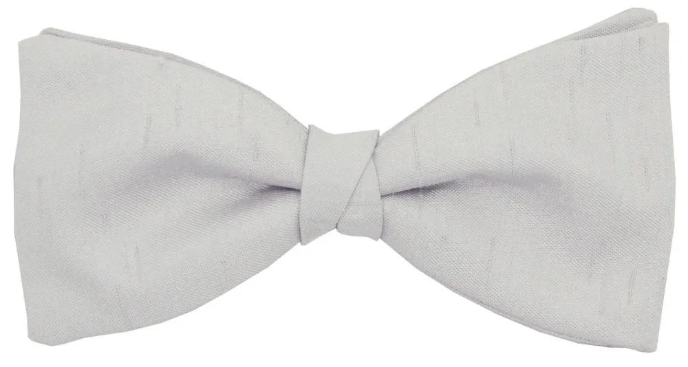 CLEARANCE - Silver Shantung Bow Tie