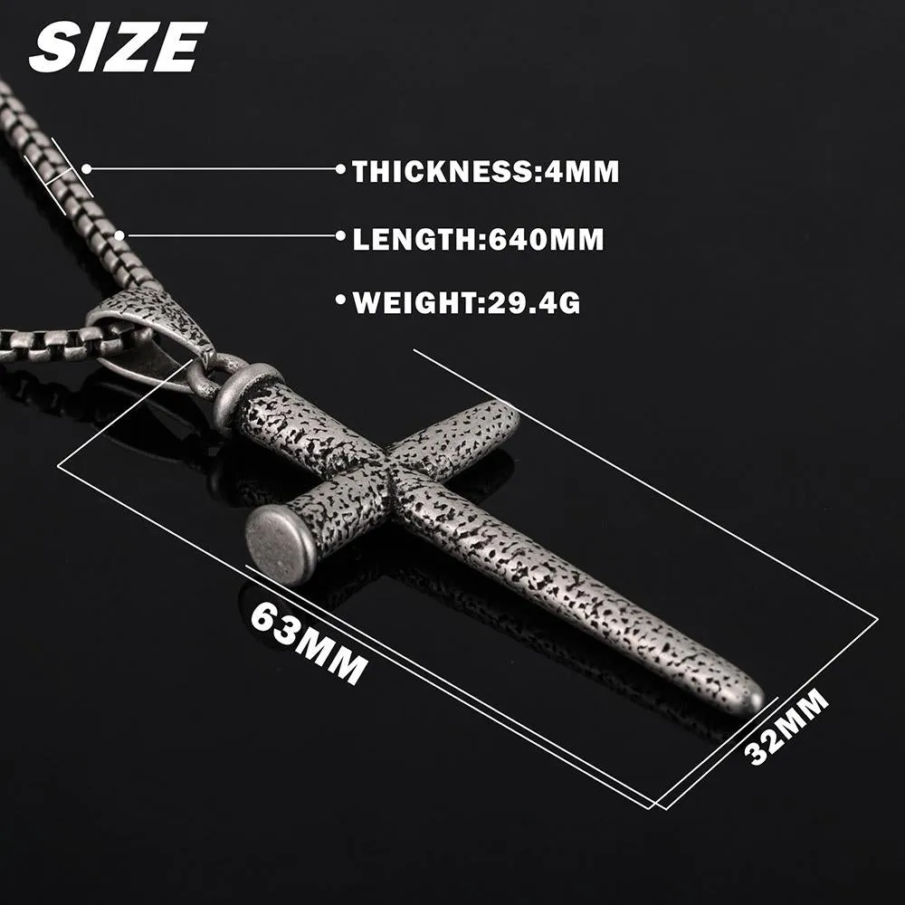 Cross Nail Stainless Steel Pendant Necklace