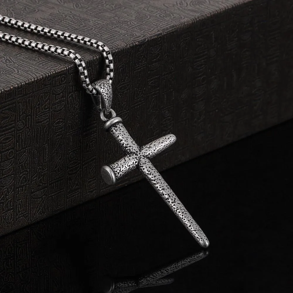 Cross Nail Stainless Steel Pendant Necklace