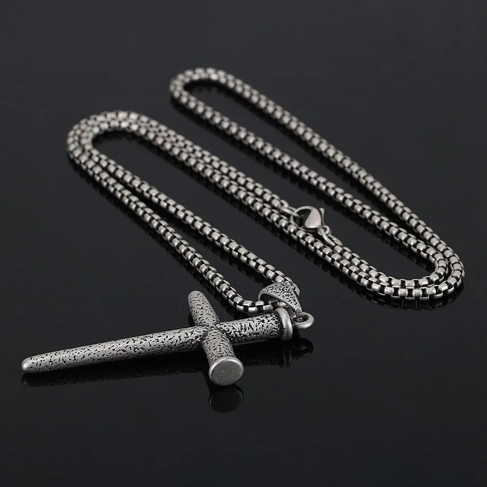 Cross Nail Stainless Steel Pendant Necklace