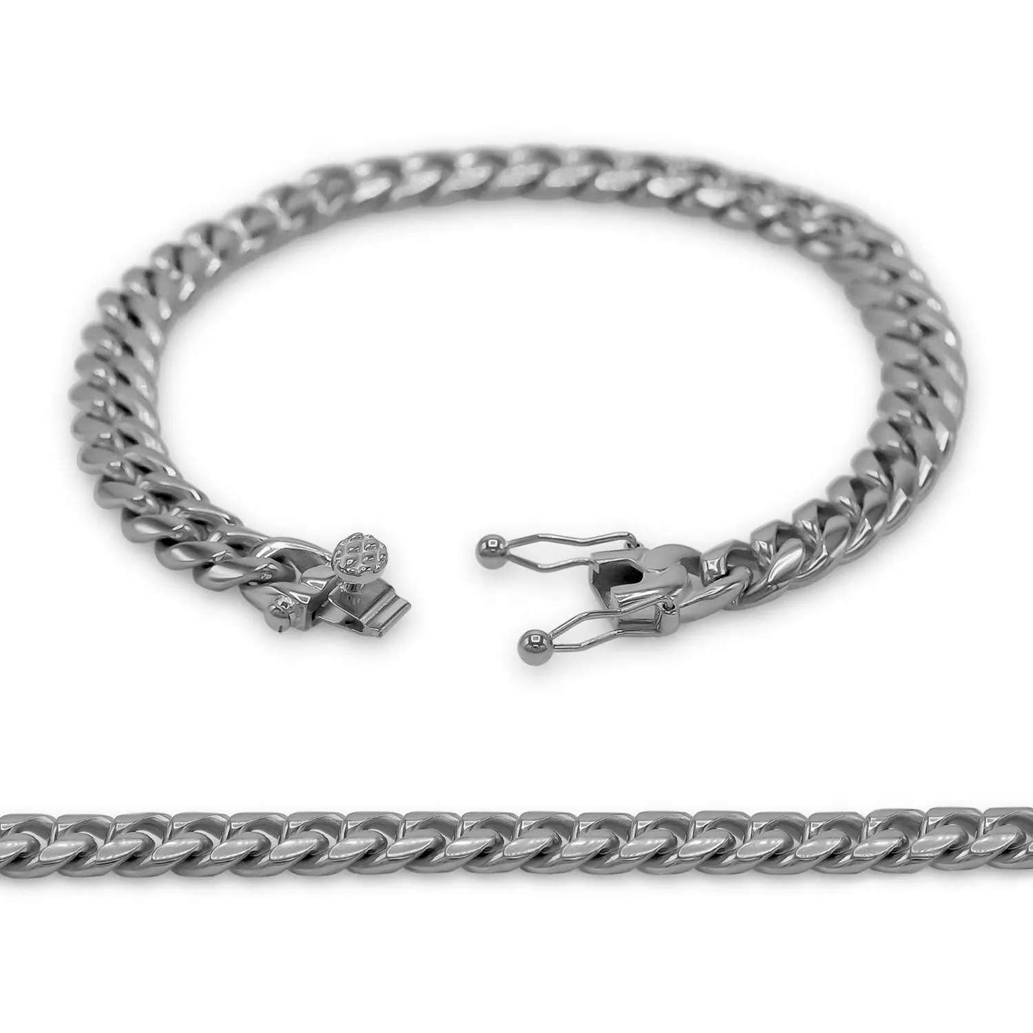 Cuban Link Chain Silver Curb Bracelet 8.5" Stainless Steel Jewelry For Men