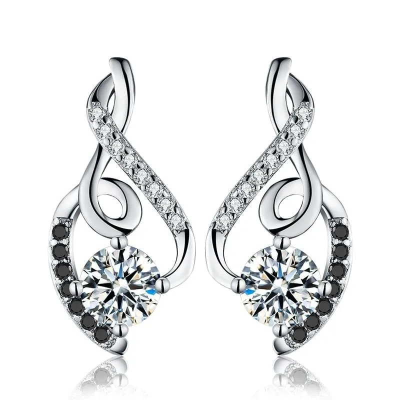 Cubic Zirconia 925 Sterling Silver Vintage Wedding Stud Earrings