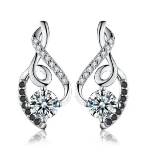 Cubic Zirconia 925 Sterling Silver Vintage Wedding Stud Earrings