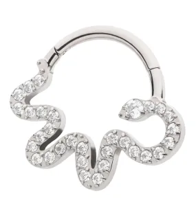 Curvy Snake Clear CZ Hinged Segment Ring