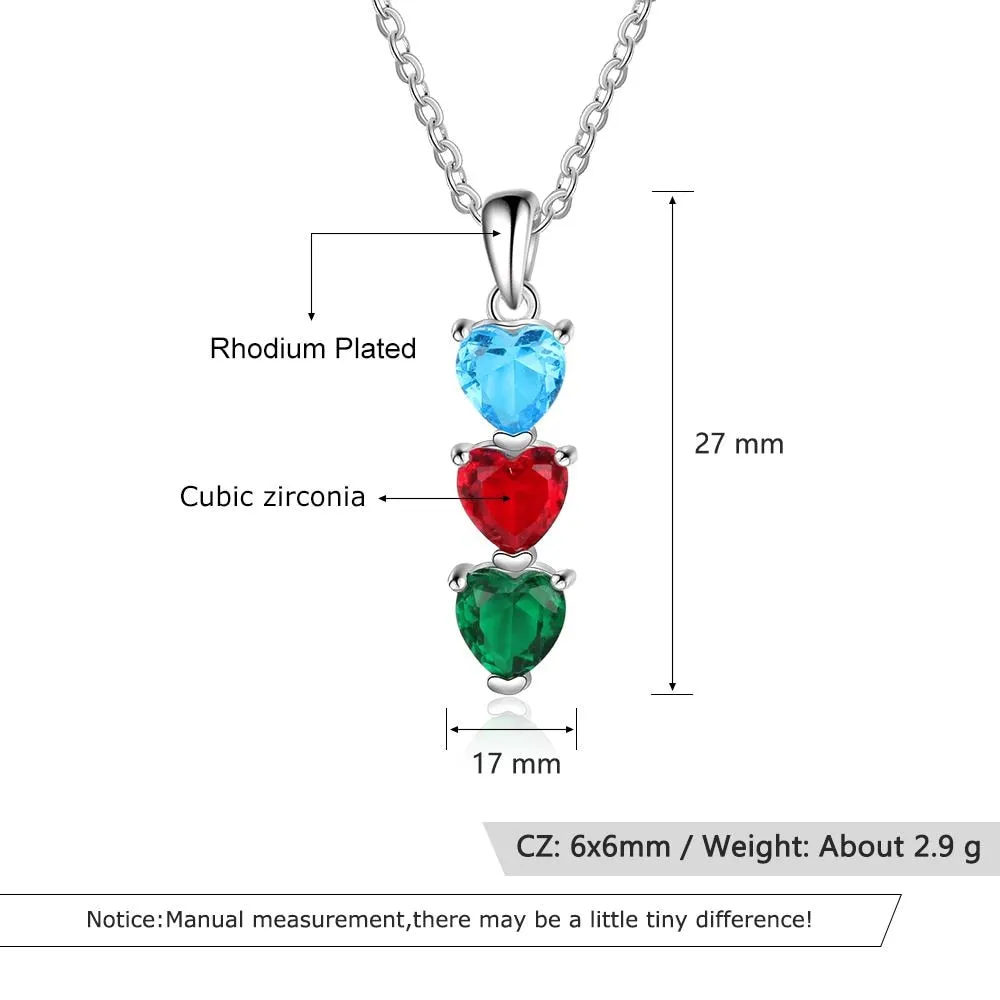 Customized 3 Birthstones Necklace & Pendant