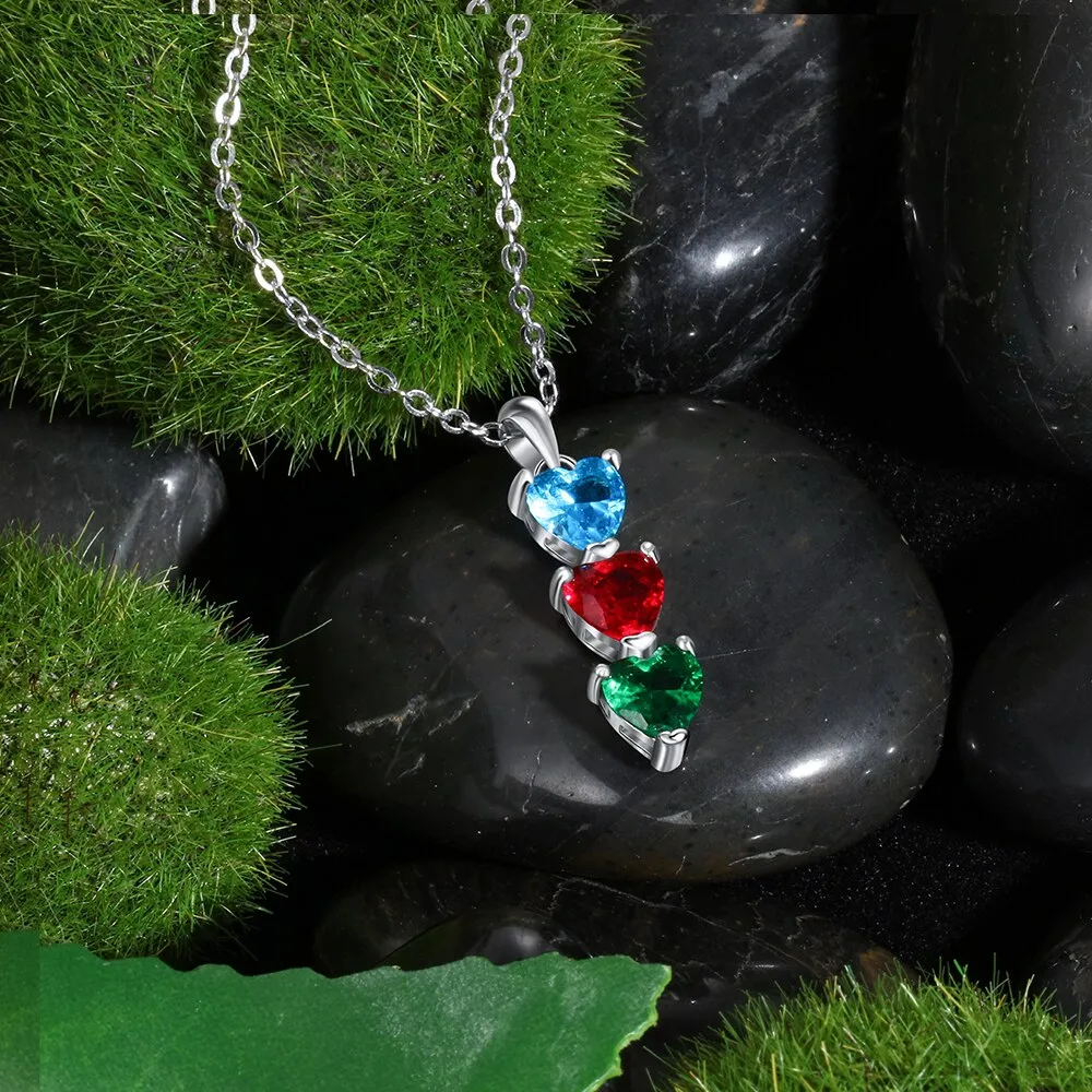 Customized 3 Birthstones Necklace & Pendant