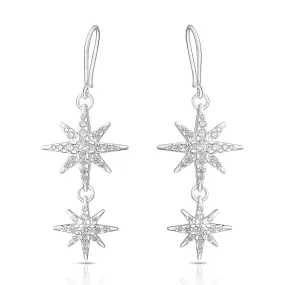 CZ Falling Star Jewelry Silver Dangle Earrings