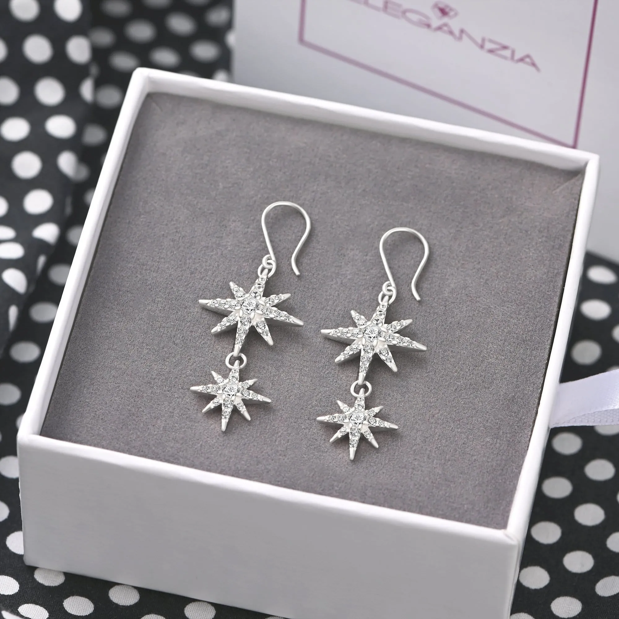 CZ Falling Star Jewelry Silver Dangle Earrings